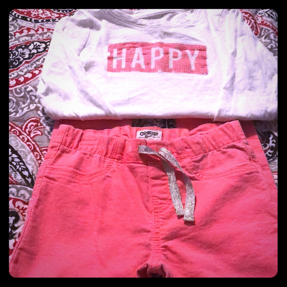 Oshkosh Happy long sleeved shirt and pants set Sz7